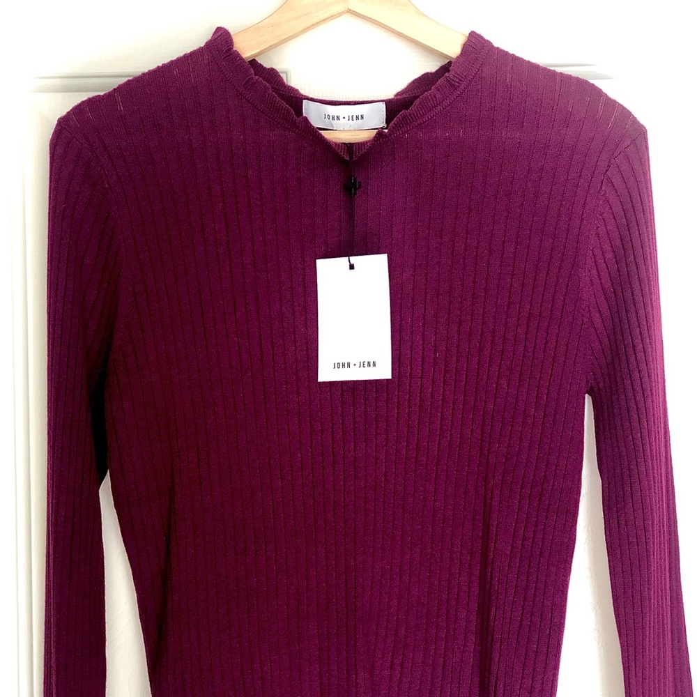 John + Jenn Line Ruffle Trim Ribbed Knit Sweater - Picture 5 of 5